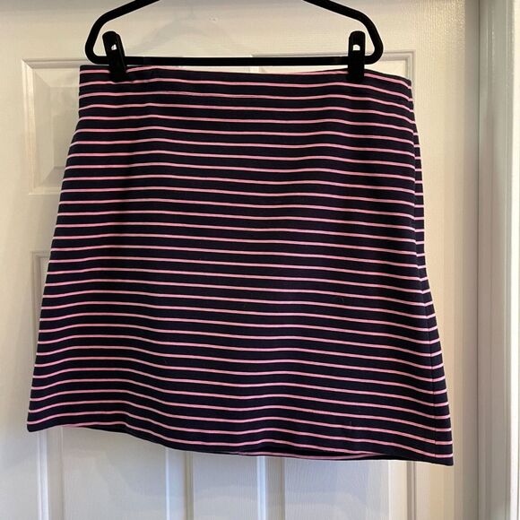 Size 16 Talbots Navy and Pink Knit Striped Skirt - Picture 1 of 8
